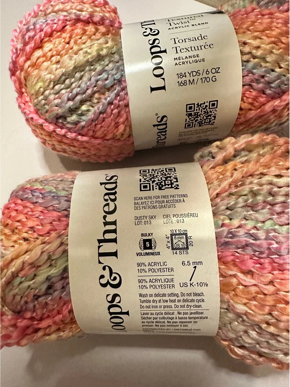 BRAND NEW 2 Skeins Loops & Threads Textured Twist Yarn - Dusty Sky